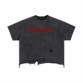 Vintage Wash Boxy Distressed Hem T-Shirt