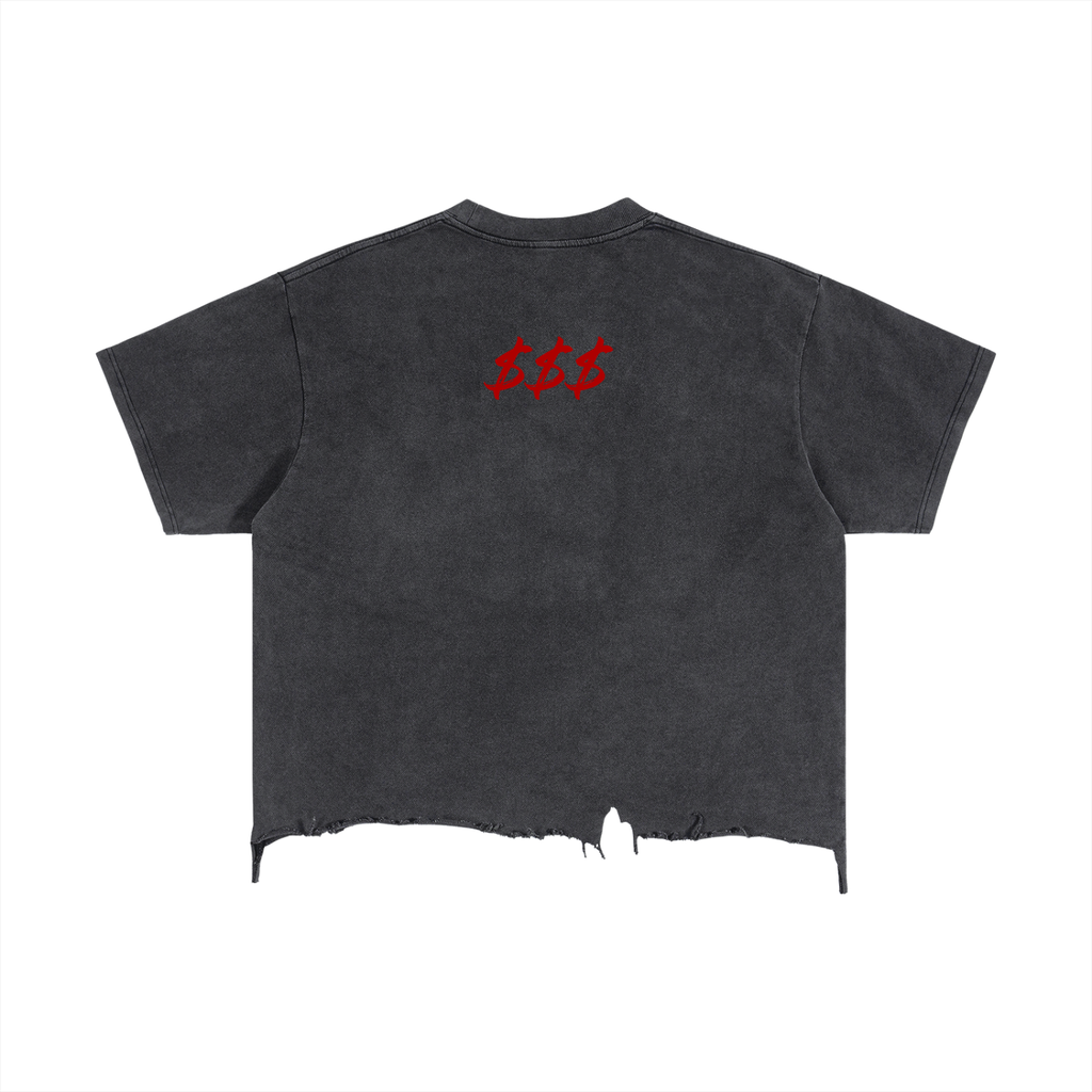 Vintage Wash Boxy Distressed Hem T-Shirt